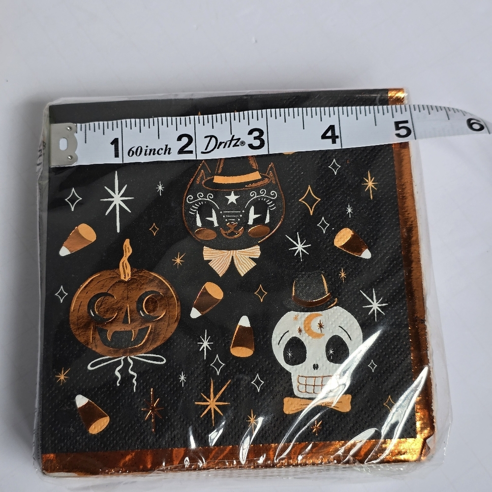 Martha Stewart Halloween Napkins with Green and Orange Design - Picture 3 of 5